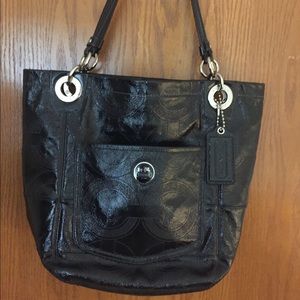 coach black leather shoulder bag